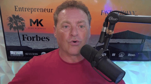 GIF image of Mike Koenigs and Charles Byrd taken during the recording of Episode 116