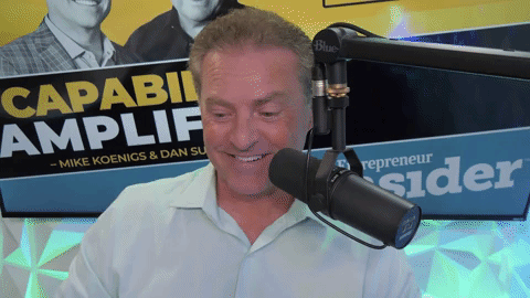 GIF image of Mike Koenigs talking with Dan Sullivan taken during the recording of Episode 123